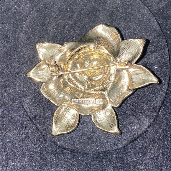 Heidi Daus Elegant Large Purple and Green Rhinestones Rose Broach - Picture 3 of 7